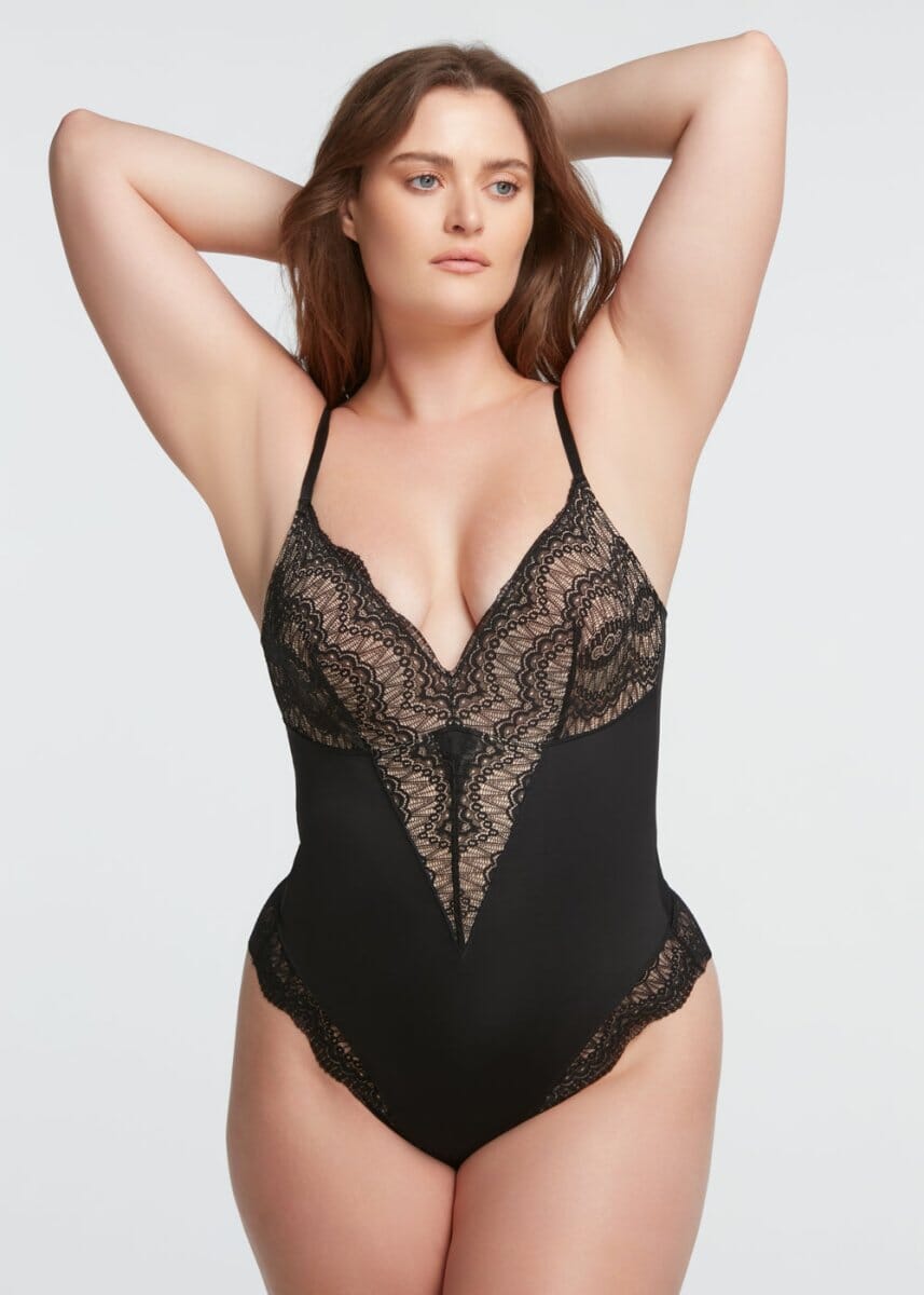 Bodysuit string Col V en dentelle