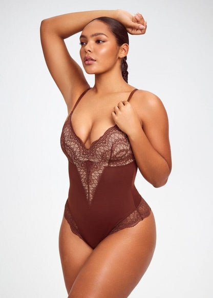 Bodysuit string Col V en dentelle