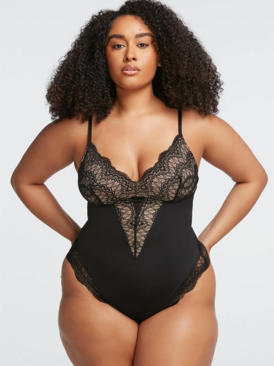 Bodysuit string Col V en dentelle