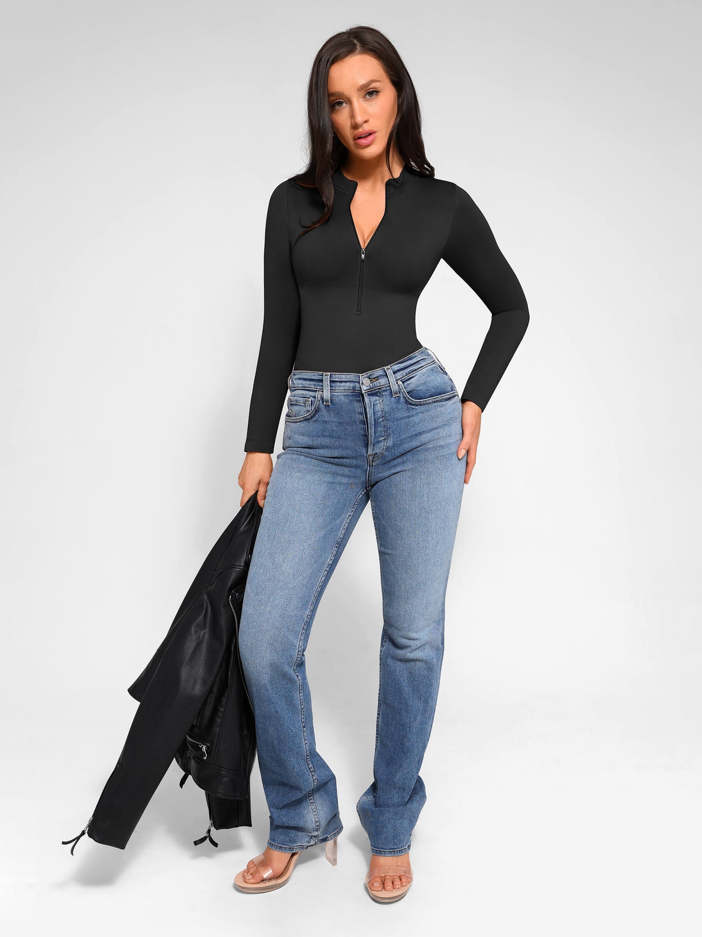 Bodysuit String Manches longue avec Zip