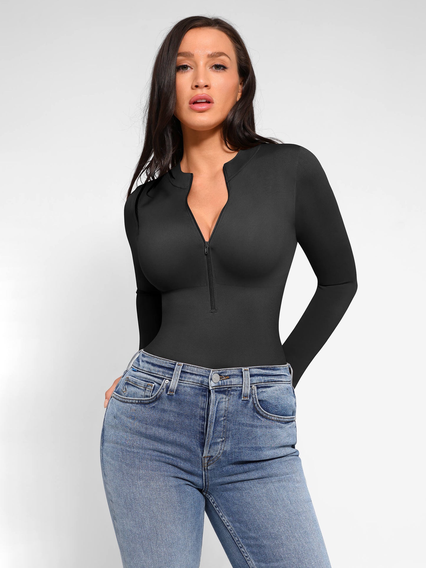 Bodysuit String Manches longue avec Zip