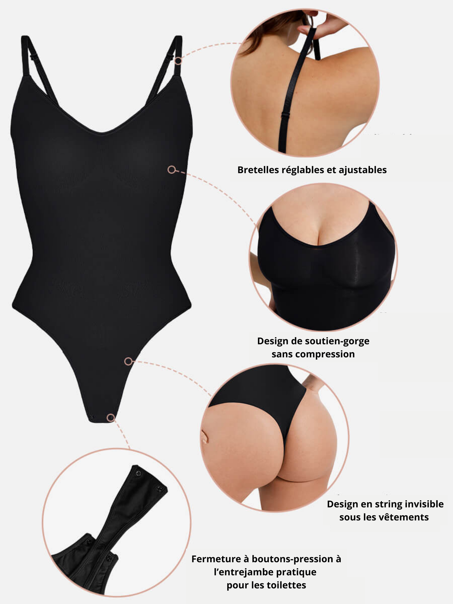 Bodysuit String Gainant Sans Couture