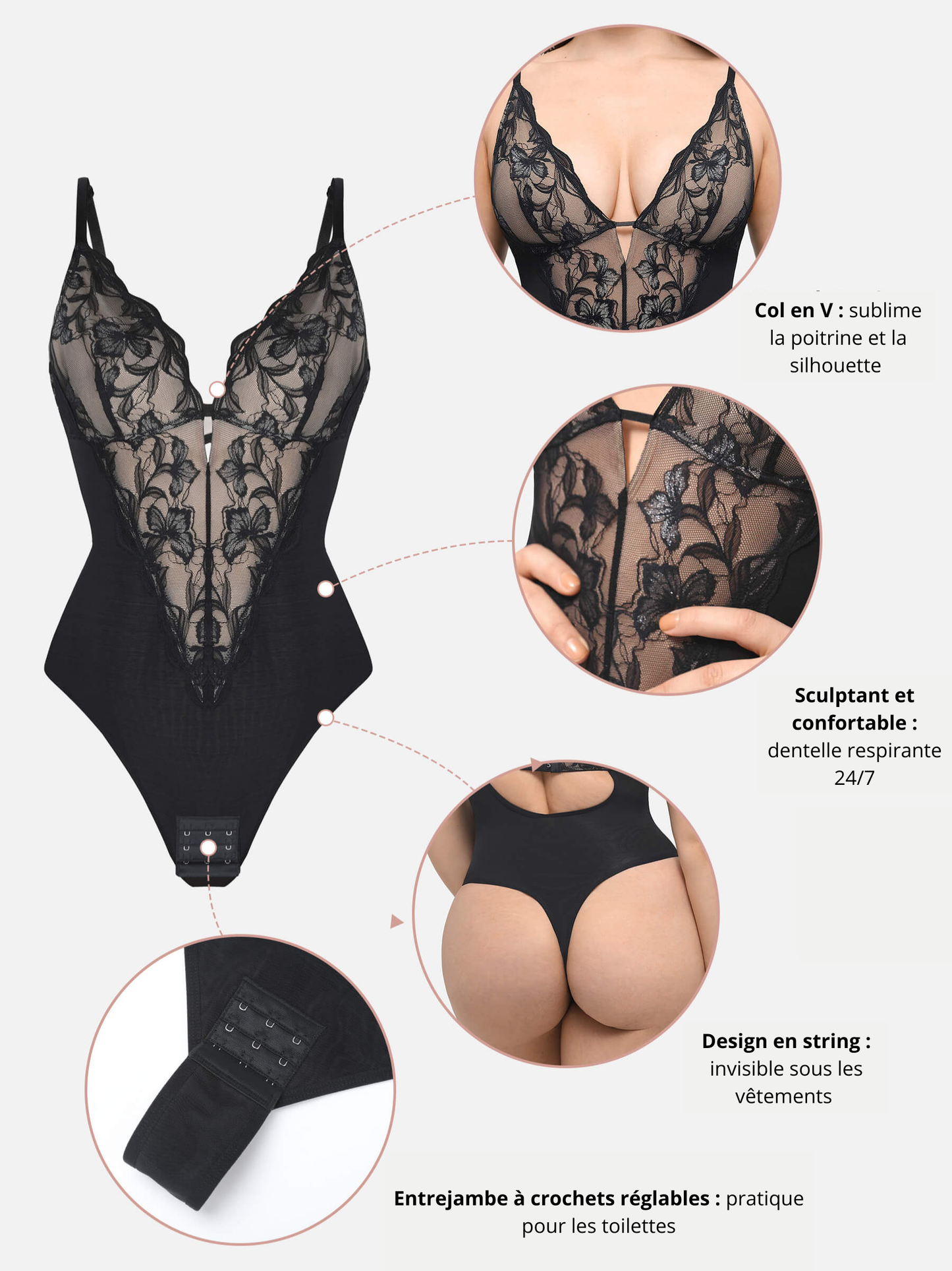 Bodysuit String en dentelle Sculptant